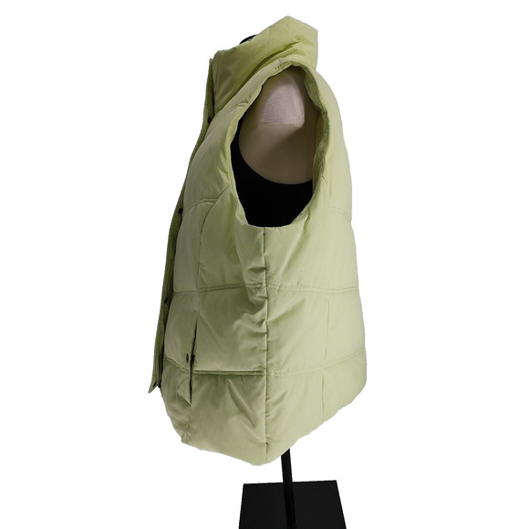 Zeroxposur Woman Quilted Puffer Vest Size 1X Neon Green Down Feathers Zip Snap - Picture 5 of 10